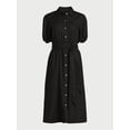 thumbnail image 4 of Free Assembly Women’s Midi Shirtdress with Puff Sleeves, Sizes XS-XXL, 4 of 5