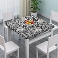 thumbnail image 3 of Black Boho Tribal Feathers Pattern Square Fitted Tablecloth with Elastic Edge,Square Table Cover,Washable Elastic Table Cover for Home Kitchen Party Decor 34"x34", 3 of 6