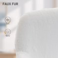 thumbnail image 4 of Cream White Faux Rabbit Fur Office Chair, Plush Upholstered Swivel Vanity Desk Chair with Gold Steel Base, Adjustable Height Task Chair for Bedroom, Dressing Room or Home Office, 4 of 7