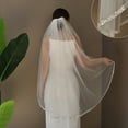 thumbnail image 4 of Elegant Single Layer Bridal Veils Beaded Edges Fingertip Length Wedding Veils, 4 of 13
