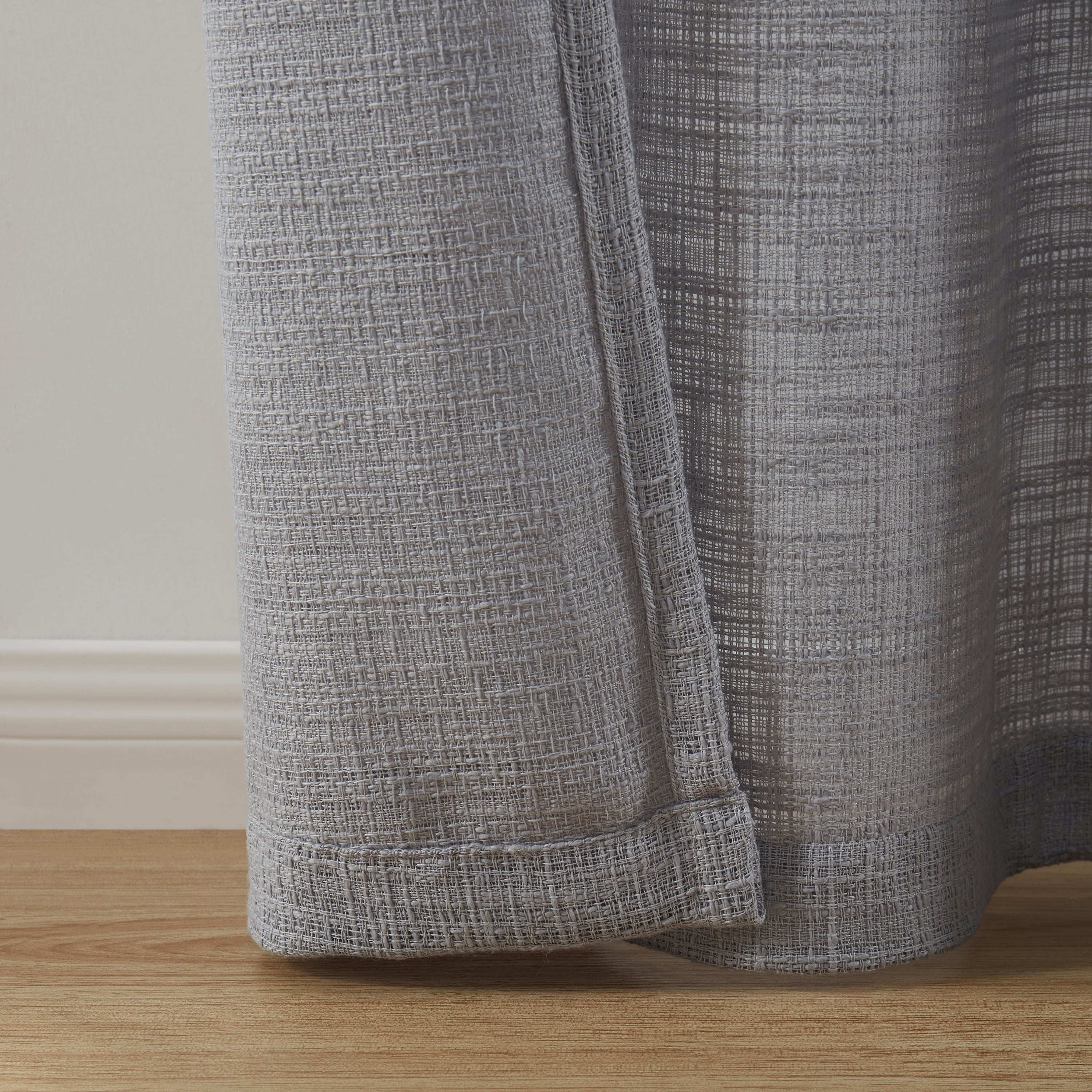 Better Homes & Gardens Woven Slub Rod Pocket Light Filtering Curtain Panel, 1-Piece, Gray, 52" W x 108" L