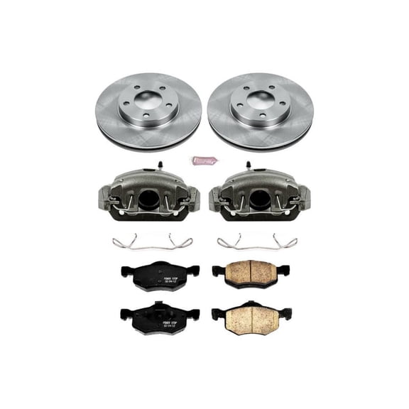 PowerStop Front Stock Replacement Brake Pad and Rotor Kit with Calipers Fits: FORD MAZDA MERCURY Select Models KCOE1930