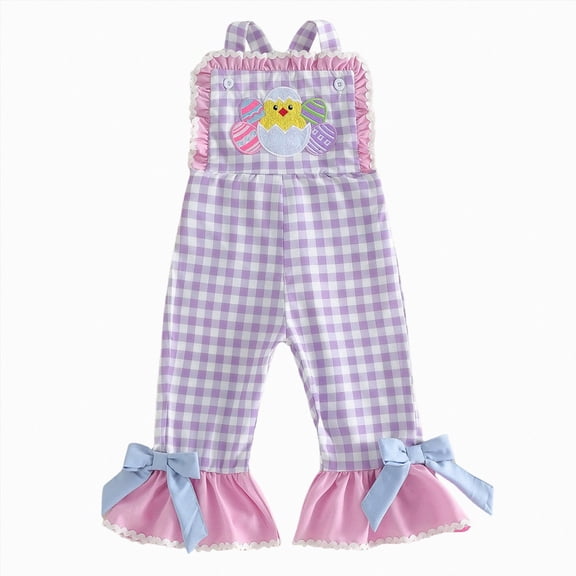 Kogui Toddler Girls Jumpsuits Girls Casual Sleeveless Jumpsuits Kids Wide Leg Bib Overalls Adjustable Strap Loose Romper Long Pants with Pockets 3T 4T (Purple,3-4 Years)