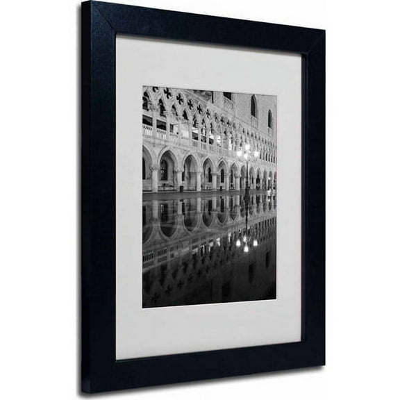 Trademark Fine Art "Venetia Reflection" Matted Framed Art by Moises Levy, Black Frame