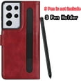 thumbnail image 4 of Compatible with Samsung Galaxy S21 Ultra Wallet Case with S Pen Holder,[Stand Feature] Magnetic Closure Protective with Card Slot,Premium PU Leather Case for Galaxy S21 Ultra 6.8 Inch,Wine Red, 4 of 14