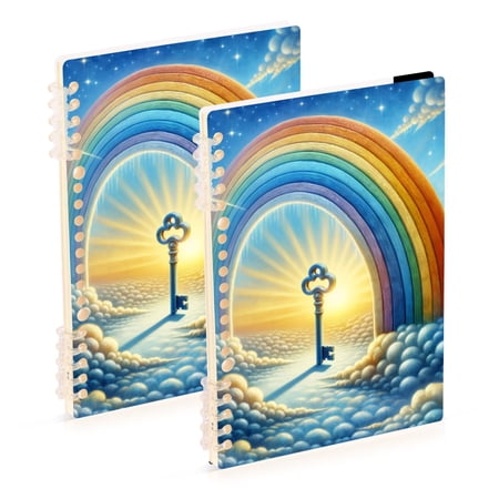 Key Rainbow Ring Binder Notebook Journey Note Diary College Ruled Spiral Notebook Study Loose Leaf Paper A5 60 Pages