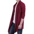 thumbnail image 2 of INSPIRE CHIC Men's Sweaters Shawl Collar Pockets High-Low Hem Long Cardigan 42 Red, 2 of 7