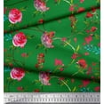 thumbnail image 3 of Soimoi Green Poly Georgette Fabric Leaves & Ranunculus Floral Print Sewing Fabric Yard 52 Inch Wide, 3 of 3
