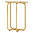 thumbnail image 2 of Barara King 26Inch Tall Faux Narrow Nightstand Sofa Table with Stylish Gold Frame, Half-Flower Accent End Table Side Table for Small Spaces, Living Room, Bedroom, White & Gold, 2 of 6