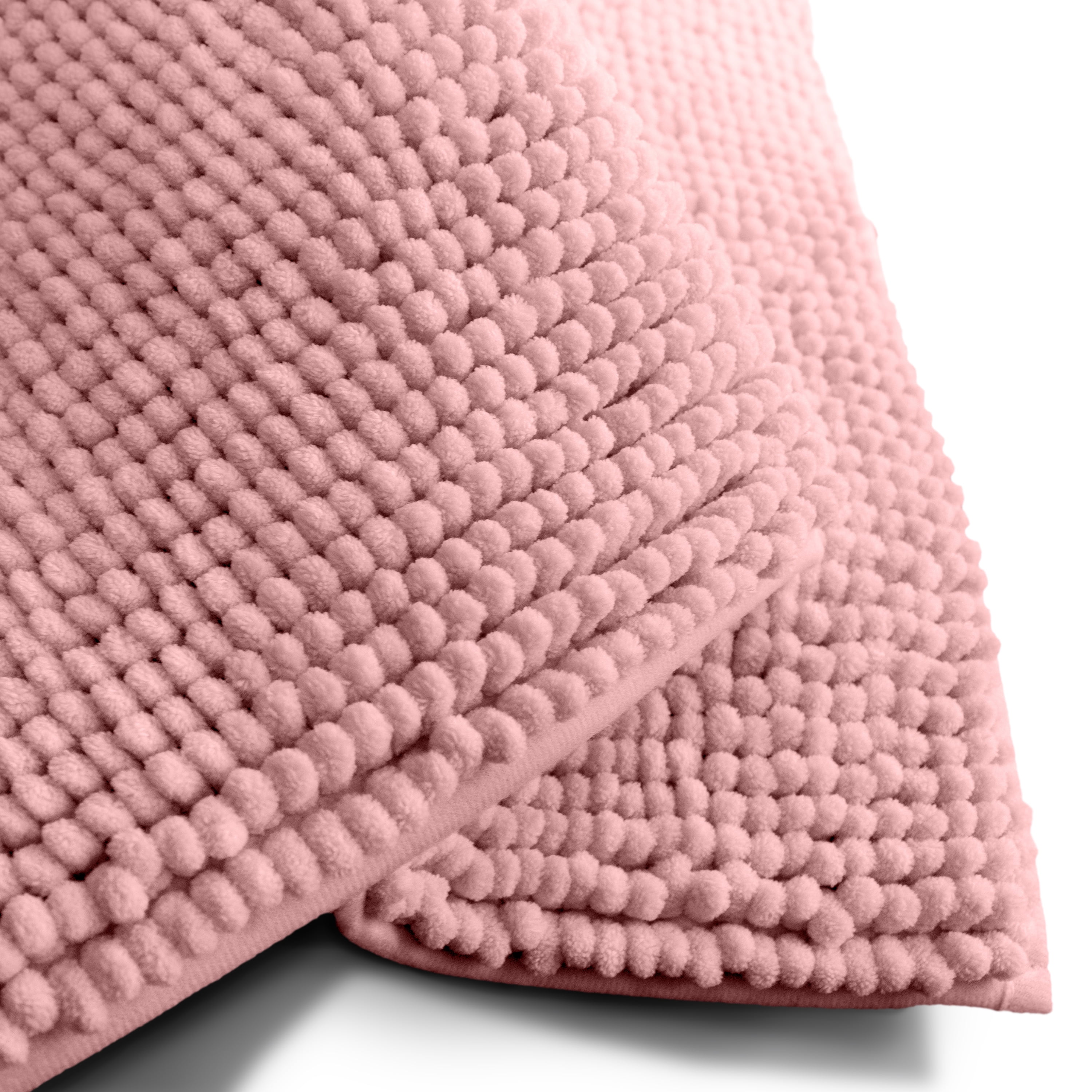 Your Zone Kids Pink Memory Foam Noodle Single Bath Rug with Nonslip Backside, 17" x 24"