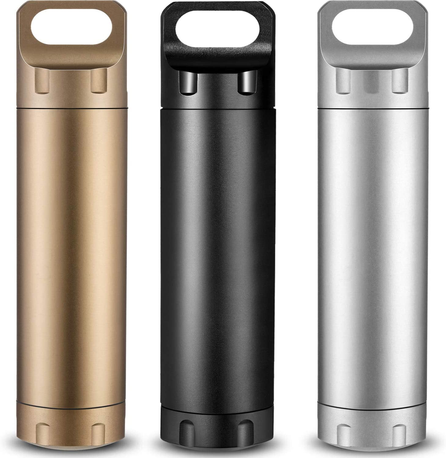2x Mini Seal Bottle Outdoor Aluminum Capsule Pill Organizer Jar Case Keyring 