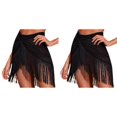 thumbnail image 1 of (2-Pack) Women Ruffle Trim Sheer Bathing Suit Cover Ups for Women Plus Size Beach Skirt Cover Up Lace Up Skirt Beach Wrap Bikini Shiny Wraps Cover Ups for Swimwear Mesh Drawstring Cover Up S, 1 of 1
