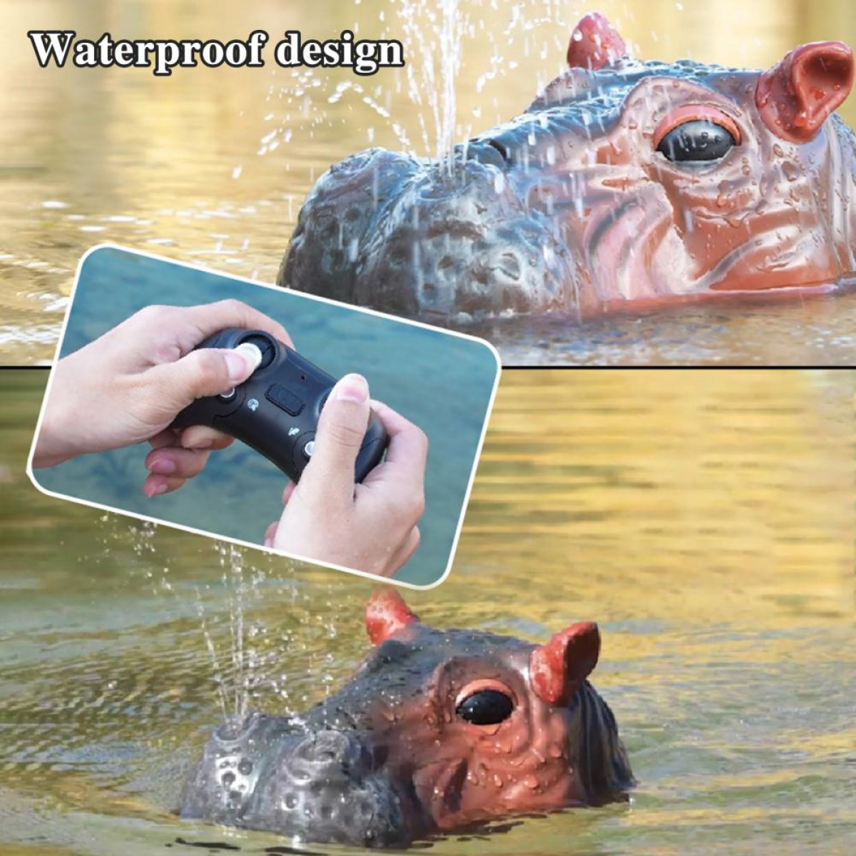 Remote Control Boat Hippo Toys for Pools 2.4GHz Twin Propeller Speed Boats with Water Spray Gifts for Kids Teen