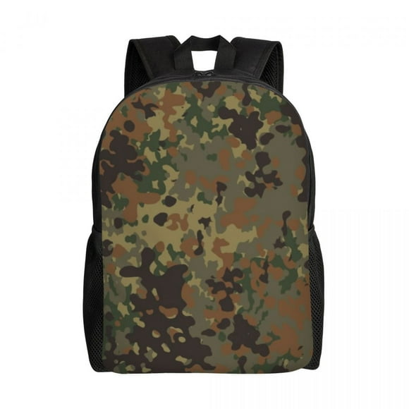 Flecktarn Camo Backpacks for Men Women Water Resistant School Military Army Camouflage Bag Print