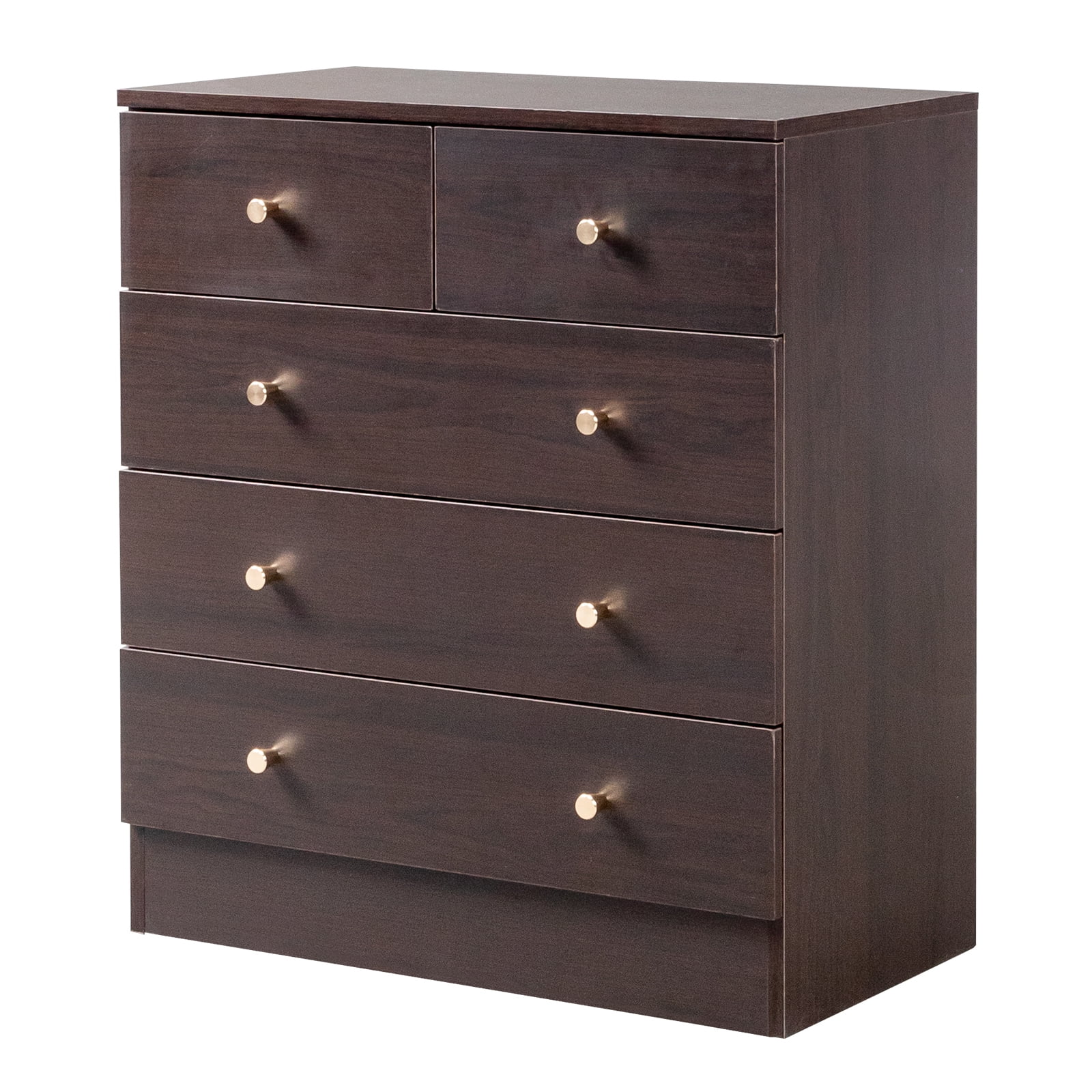Ktaxon 5 Drawers Dresser Chests for Bedroom, Wood Chset of Drawers,Dressers Organizer for Bedroom, Living Room,Hallway, Brown