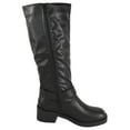 thumbnail image 3 of Berness Women Knee High Boots Buckle Strap Riding Side Zippers Short Block Heel SPENCER Black PU 5.5, 3 of 6