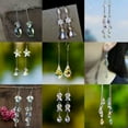 thumbnail image 4 of QQTDFG Women 925 Silver Long Tassel Crystal Ear Hook Earrings Dangle Wedding Jewelry-#21, 4 of 5
