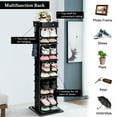 thumbnail image 6 of Gymax Rotated Shoe Rack 9 Tier Wooden Shoe Organizer w/Hooks & Anti-drop Railing Black, 6 of 10
