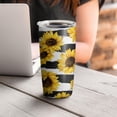 thumbnail image 4 of Sunflowers Black and White Stripe 20oz Tumbler Stainless Steel Double Wall Vacuum Insulated Coffee Mug Travel Cups for Wife Mom Daughter Sister Friend Coworker, Metal Straws and Brush, 4 of 7
