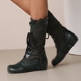 thumbnail image 6 of LOVZFMLL Boots for Women Mid Calf Winter Boots Lace Up Round Toe Adjustable Straps Flat Heel Fashion Fall Winter Boots Shoes, 6 of 7