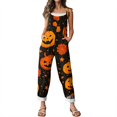 thumbnail image 6 of BOMYJESK Women Halloween Jumpsuits Pumpkin Print One Piece Sleeveless Rompers Overalls Loose 2026 Hippie Spaghetti Strap Rompers Orange L, 6 of 7