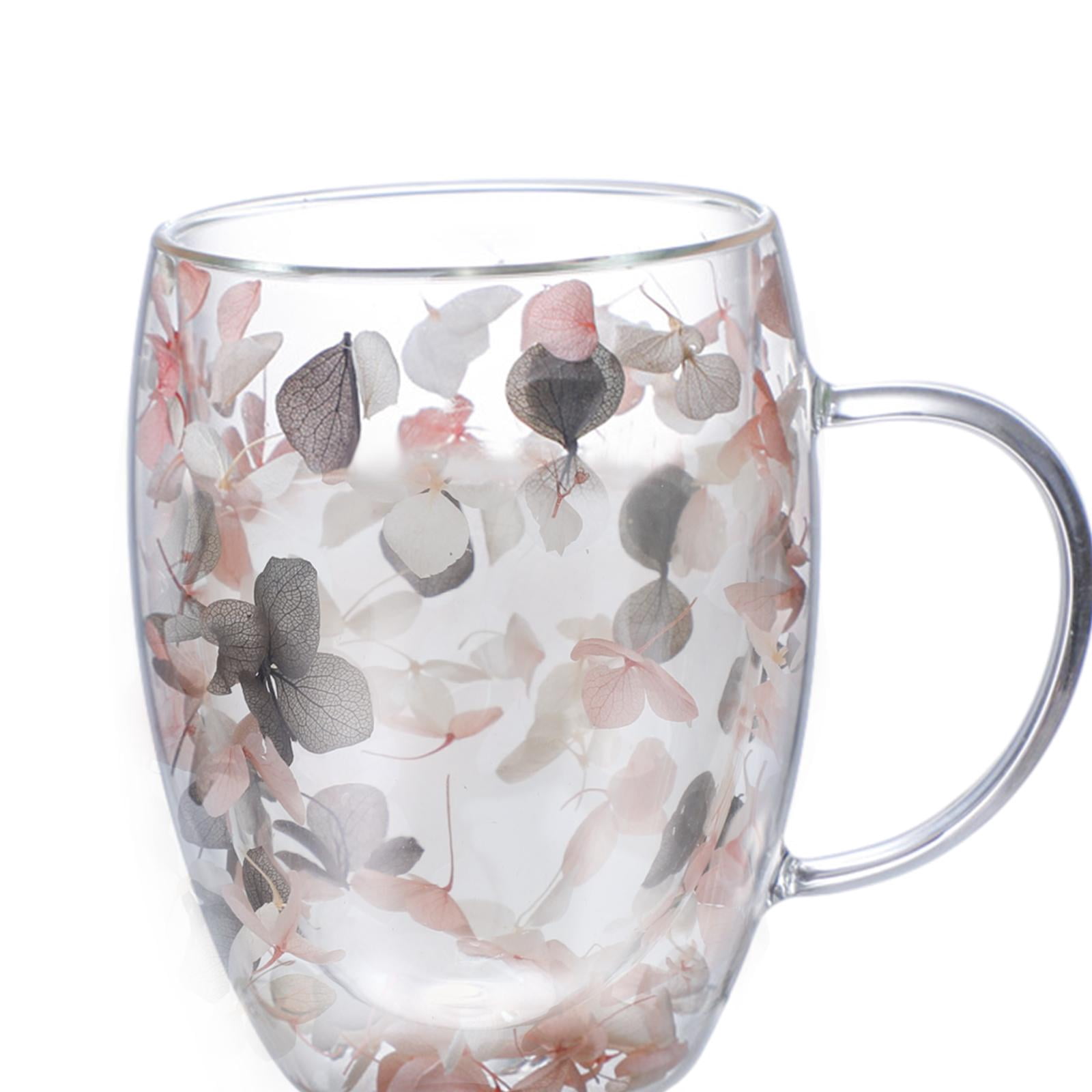 Double Walled Glass Cup Cappuccino Cups with Handle Heat Resistant Insulated Clear Glass Mug Tea Mug Espresso Cups for Tea Beverage Style B