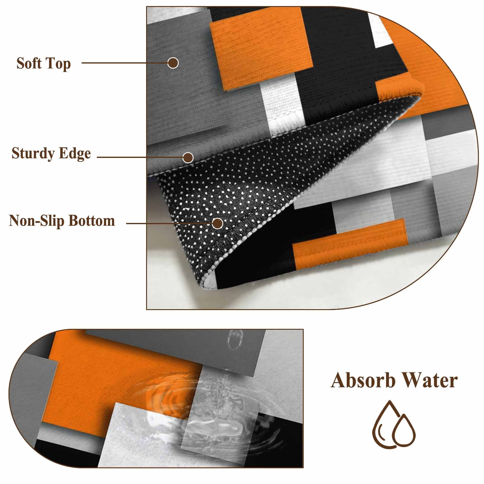 Burnt Orange Black Geometric Area Rug 5x8 Washable Rug Non Slip Modern Abstract Art Block Large Area Rug Soft Stainresistant Indoor Floor Carpet for Living Room Bedroom Home Office Dining Room
