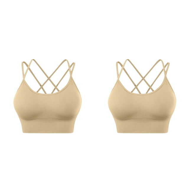 Gibobby Brasieres para mujer Sujetadores deportivos con espalda para mujer(Beige,3XL)
