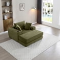 thumbnail image 2 of 52.4'' Boneless Chaise Lounge Chair Indoor-Oversized Cloud-Like Cozy Comfy Modular 3-in-1 Sofa Bed for Reading with Ottoman & Cup Holders for Living Room Bedroom Reading,Green., 2 of 8