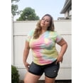 thumbnail image 3 of CASSIE LIZ Plus Size Tops 2X Summer Short Sleeve Colorful Tie Dye Shirts Womens Blouses Cute Ladies V Neck Tee Tunic Dressy Pullover 2XL 18W 20W, 3 of 6