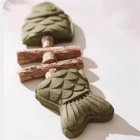 DAMAI Natural Dental Chew Toy for Cats - Fishbone Shape with Catnip & Silvervine, Wooden Creative Fish Bone Cat Toy, Teeth Cleaning Stick for Interactive Play & Kitten Health