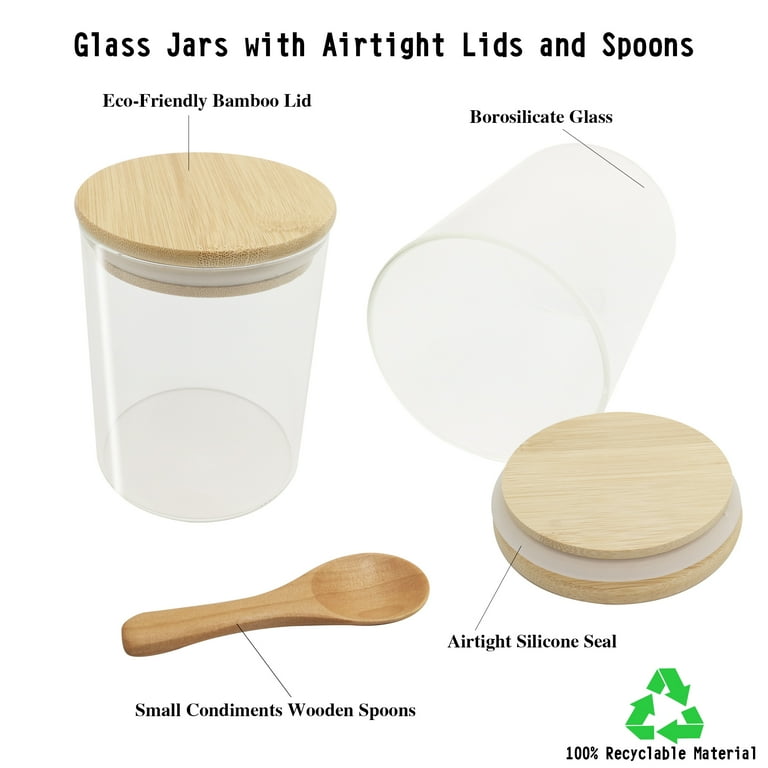UPTRUST 12 pcs Glass Jars Set, 23oz with Bamboo Lids Wooden