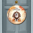 thumbnail image 2 of Happy Thanksgiving Great Pyrenees Turkey Costume Pumpkins Autumn Leaves Round Wood Sign Pyr Dog Lover Hanging Wall Home Decor - 130144, 2 of 5