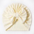 thumbnail image 4 of Krdevn Vertical Stripe Baby Turban Hat Big Matching Fabric Bow Soft Stretchy Warm Knit Head Wrap Cap for Toddler Girls, 4 of 5