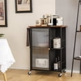 thumbnail image 3 of Gymax Kitchen Island on Wheels Utility Trolley Rolling Coffee Bar Cart Door & Shelves, 3 of 10