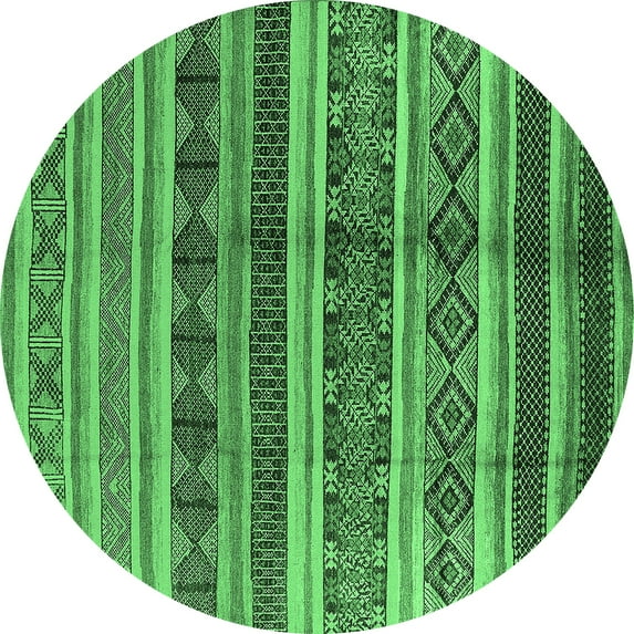 Ahgly Company Indoor Round Solid Emerald Green Modern Area Rugs, 7' Round