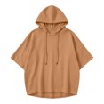 thumbnail image 4 of DISKEBUISS Women's 3/4 Sleeve Hoodie Oversized Loose Fit Drawstring Hooded Top Casual Pullover Sweatshirt for Fall, 4 of 6