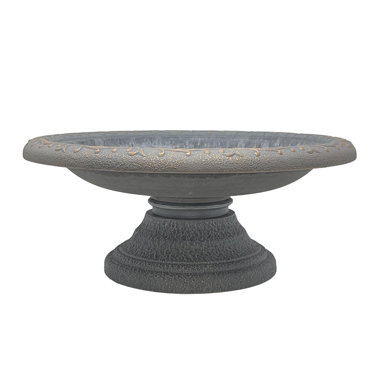 Birds and Beyond Dove Gray Lightweight Freestanding Clay Bird Bath Basin with 7.5"H Small Base Sand