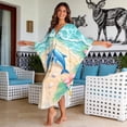 thumbnail image 3 of Xixirimido Beach Dolphins Hibiscus Floral Print Women’s Plus Size Beach Kaftan Dress V-Neck Batwing Sleeve Swimsuit Cover Up Flowy Caftan Dress for Pool, Cruise & Resort Wear, 3 of 7