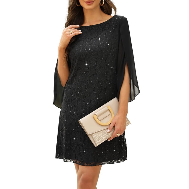 Vestido COOAN para invitadas a una boda, cóctel y formal, encaje y lentejuelas para mujer