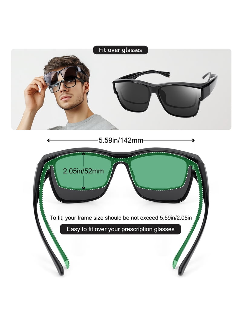 Plastic Frame UV400 Sunglasses Vintage Square Fit Over FEISEDY Trendy Square Aviator Oversize Sunglasses for Women  main image 2