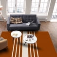 thumbnail image 4 of Area Rugs Indoor Non-Slip Rectangle Rug 2.7x5 Ft Abstract Modern Style Brown Linen White Striped Rug Rubber Backing Floor Mats Non Shedding Home Decor Carpet for Entryway Living Room, 4 of 8