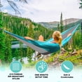 thumbnail image 4 of SZHLUX Hamaca para Acampar Hamacas portátiles Dobles e Individuales con 2 Correas para árboles y Bolsa de Transporte Adjunta, Ideal para Exteriores, Interiores, Playa, Camping, Gris Claro/Azul Cielo, 4 of 5