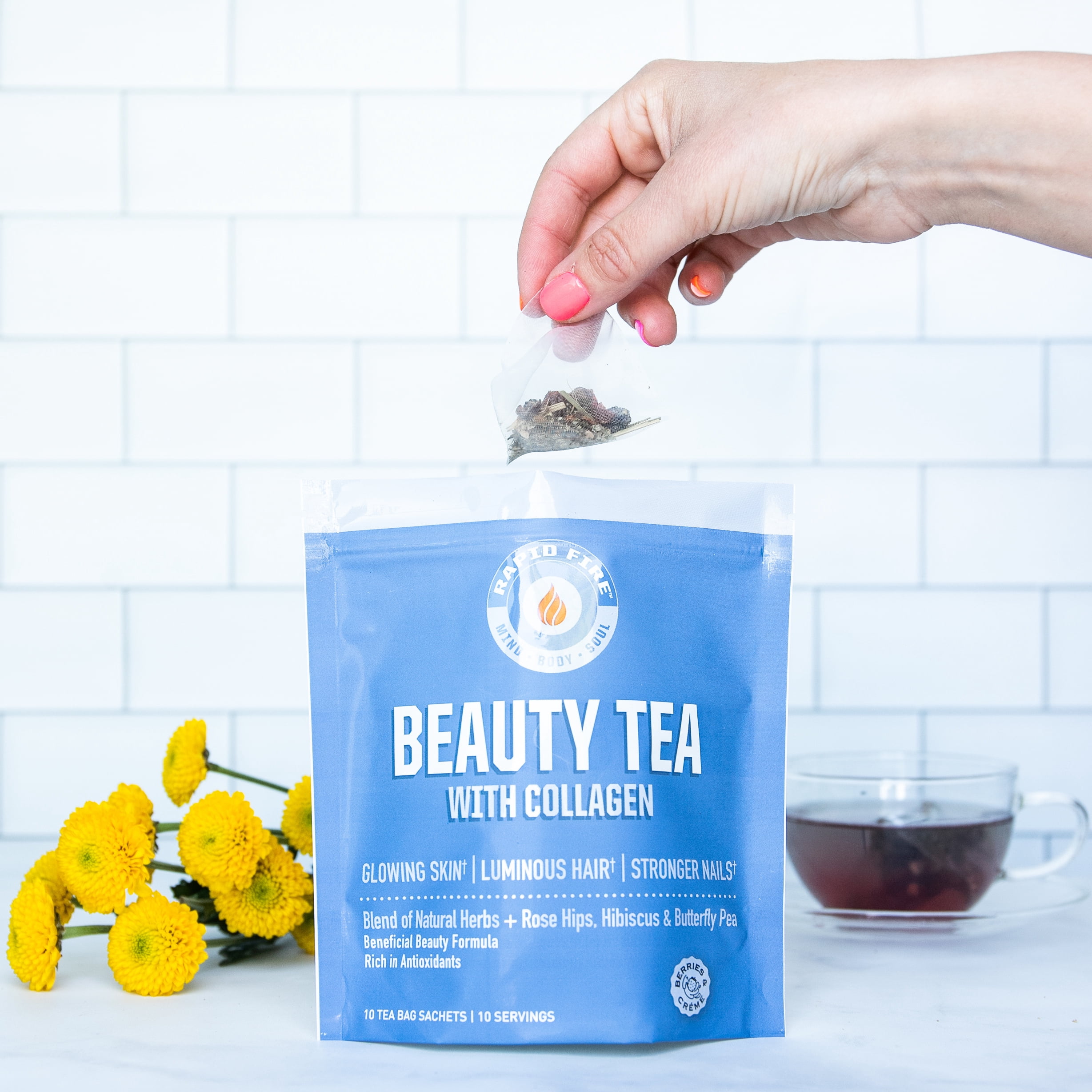 Rapid Fire Beauty Tea with Collagen, 10 Ct