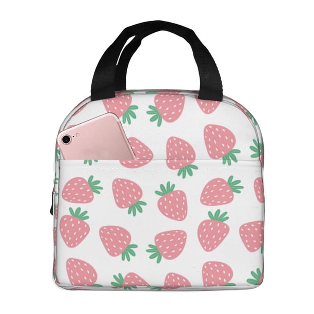 Easygdp Strawberry Bolsa Térmica Premium - Tela Oxford Impermeable, Gran Capacidad, Bolsillo Frontal, Unisex para Trabajo, Escuela, Actividades al Aire Libre y Picnics