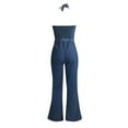 thumbnail image 5 of Fsqjgq Streetwear Denim Jumpsuit Summer Outfits for Women 2024 Slim Fit Halter Sleeveless Flare Pants Fashion Belt Overalls Rompers Blue L, 5 of 6