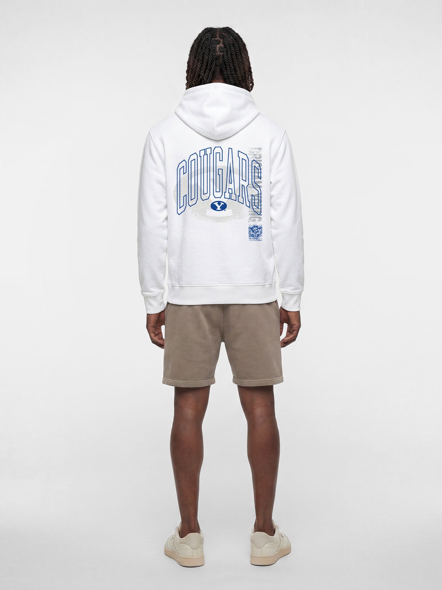 BYU Cougars Reebok Mens White Hooded Sweatshirt