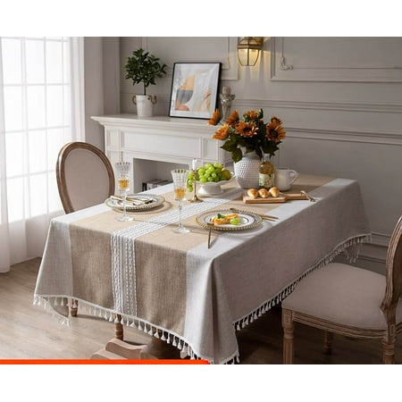 

Livesture Double Stripe Knitted Jacquard Rectangular Tablecloth Coffee 140x200cm