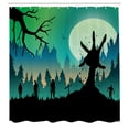 thumbnail image 3 of Ambesonne Halloween Shower Curtain, Zombies on Forest Hill, 69"Wx70"L, Charcoal Grey Green and Teal, 3 of 5