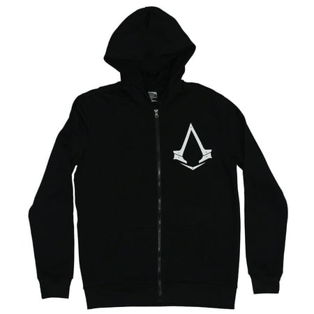 Assassin's Creed Mens Hoodie - Logo Front Back Trident With Big Hood (Medium, Medium)
